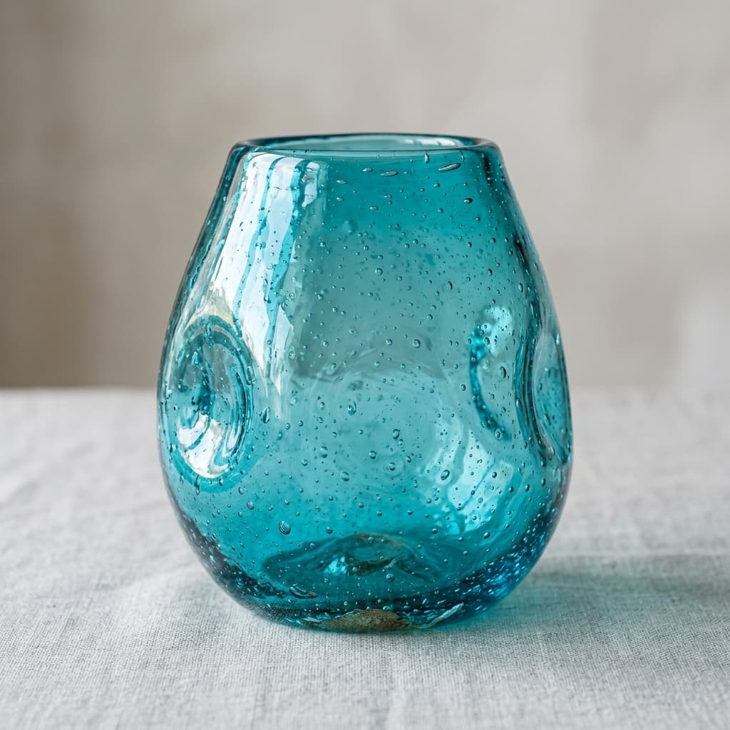Hand-Blown Turquoise Muski Vase